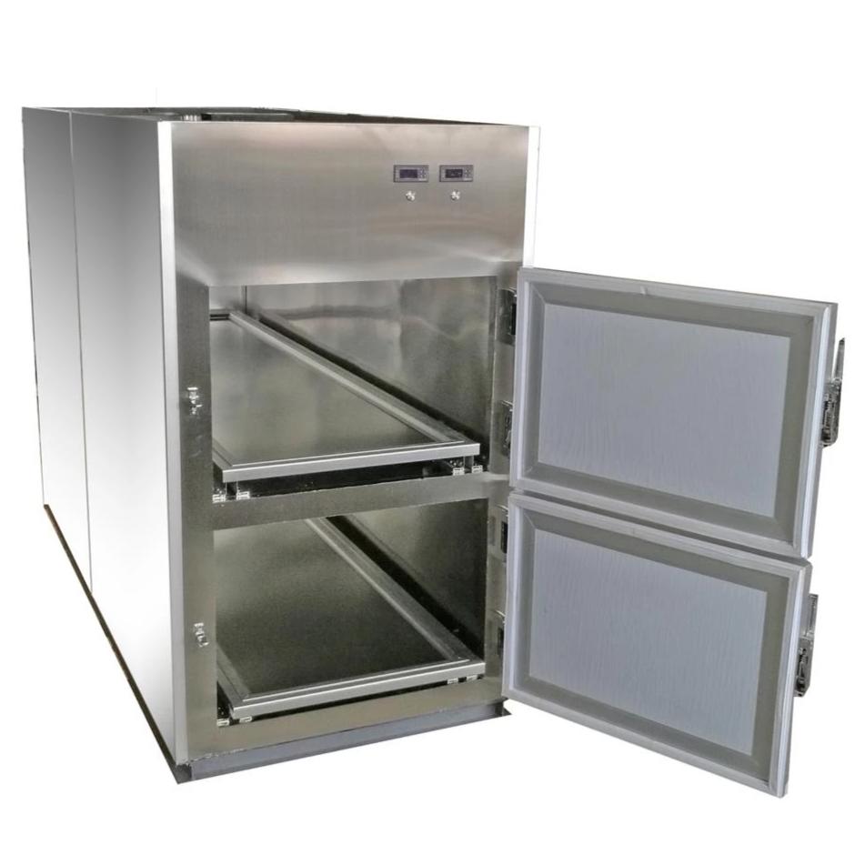 mortuary cooler with doors open