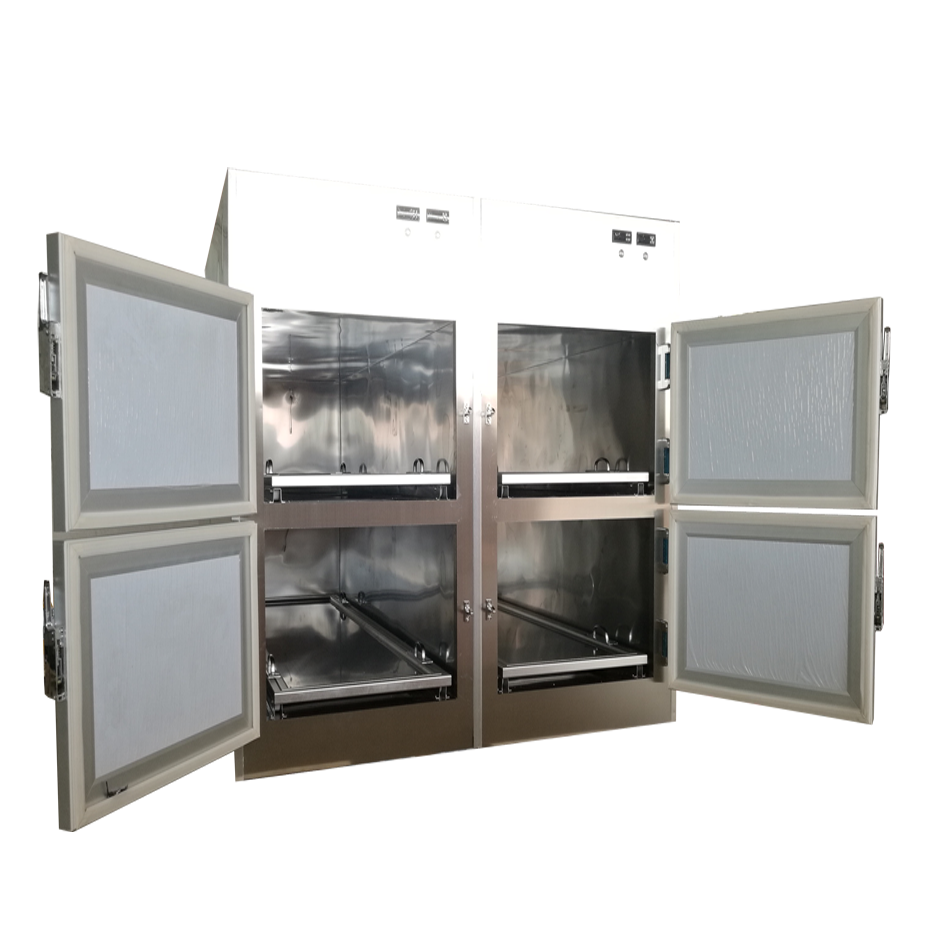 Doors Open Showing Storage Of Mortuary Cooler
