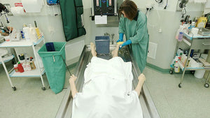 embalmer working in lab